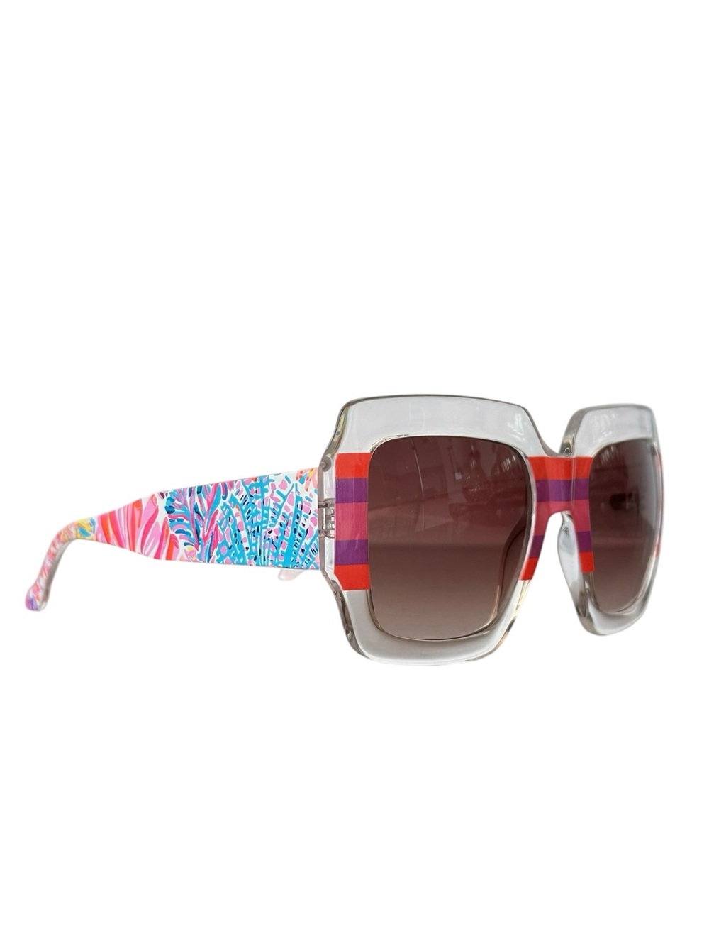 NEW Lilly Pulitzer Square Lens Sunglasses with Case Multi Splashdance One Size
